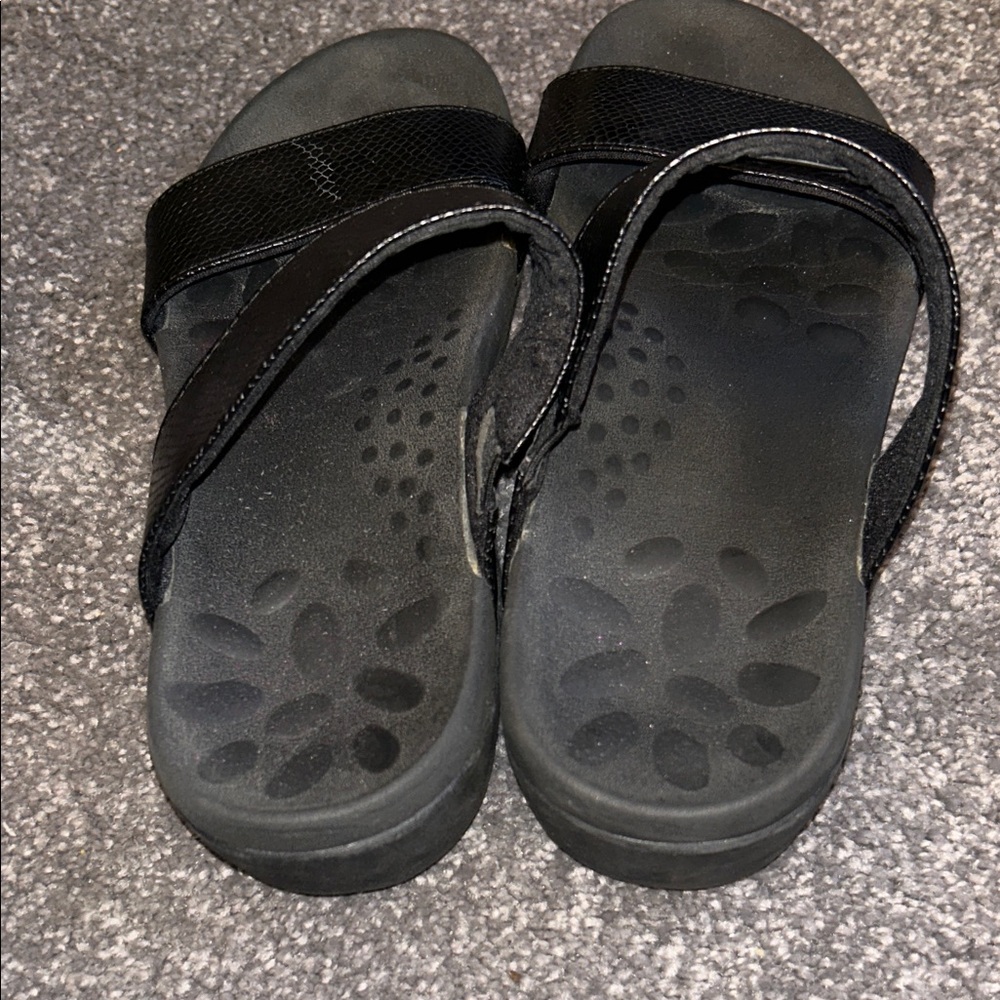 MEGNYA Orthopedic Sandals Women’s Black Textured Slide Sandals Size 6 Comfy! - Picture 5 of 5